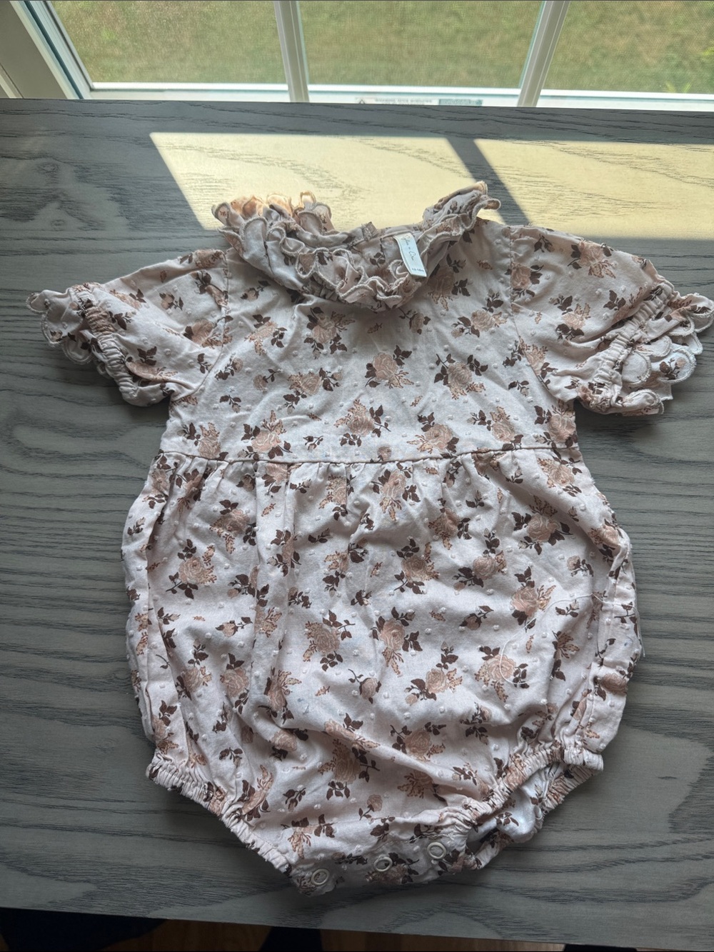 Rylee + Cru Pink Blush Floral Ruffle Romper